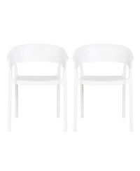 WestinTrends Outdoor Modern Stackable Plastic Resin Patio Dining Armchair (Set of 2