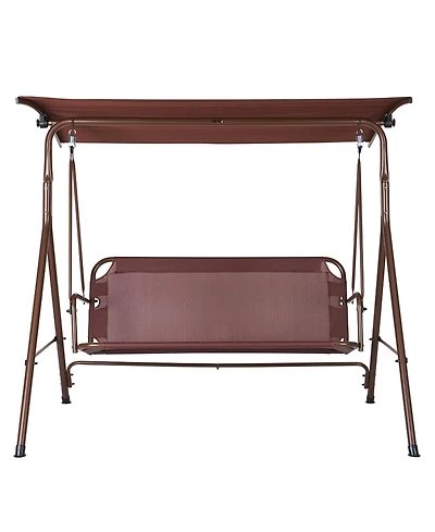 Slickblue 3 Person Outdoor Patio Swing Chair with Adjustable Canopy and Armrests for Backyard