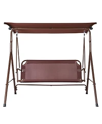 Slickblue 3 Person Outdoor Patio Swing Chair with Adjustable Canopy and Armrests for Backyard