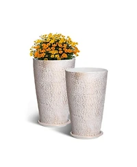 Slickblue Tall Round Tapered Plant Pots Set of 2 for Indoor and Outdoor Gardening