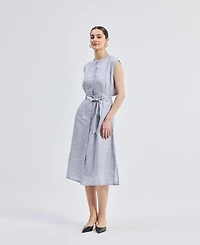 Reistor Women's Back Cut Out Linen Dress