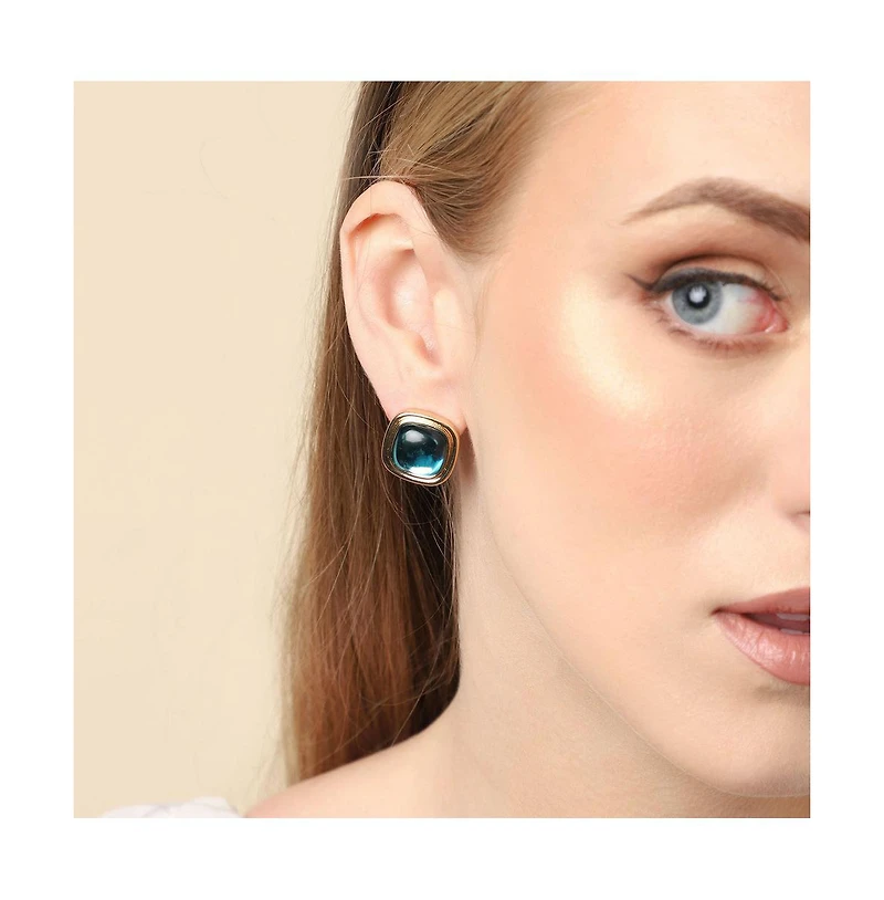 Sohi Geometric-Stone Stud Earrings