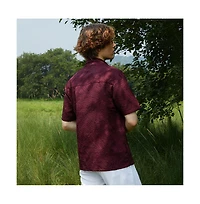Campus Sutra Men's Wine Red Foliage-Tactile Shirt