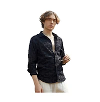 Campus Sutra Men's Onyx Black Cubic-Tassel Shirt