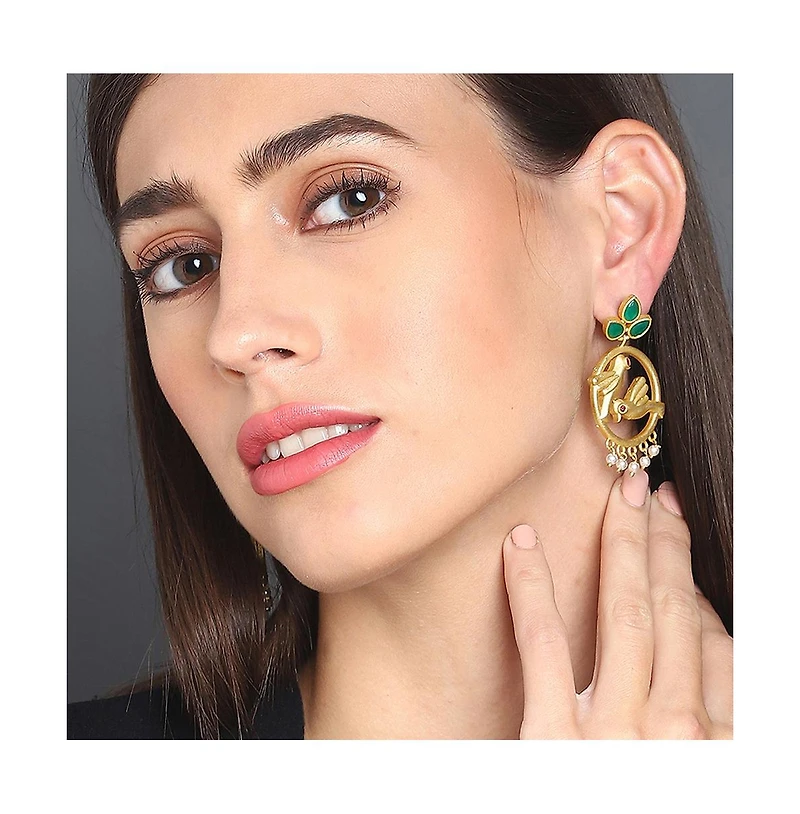 Sohi Circular-Birds Drop Earrings