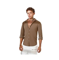 Campus Sutra Men's Chocolate Brown Cubic-Textured Shirt