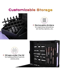 Byootique Rolling Makeup Train Case Nail Table w/ 4pcs Replacement Wheels Purple