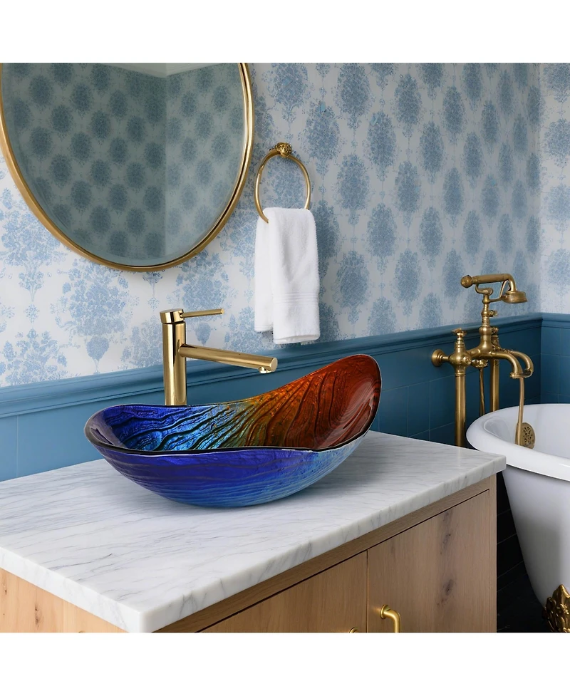 Aquaterior Bathroom Vessel Sink Tempered Glass WaterDrop Faucet Vanity Mixer Tap