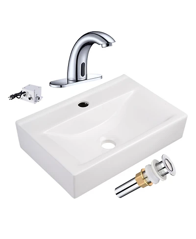 Aquaterior 5" Touchless Bathroom Faucet with Rectangle Vessel Sink Brush Chrome
