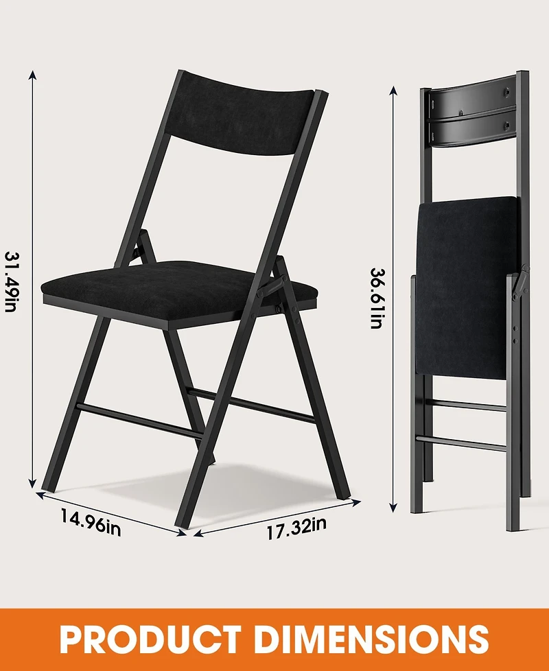 Sugift 6 Pack Velvet Padded Folding Chair Comfortable and Heavy-Duty Seating