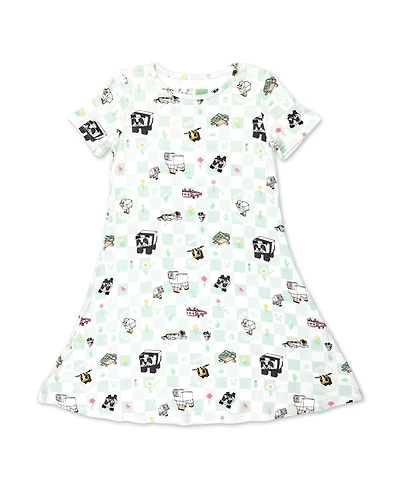 Bellabu Bear Toddler Girls Minecraft Sleep Repeat Short Sleeve Dress