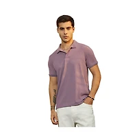 Campus Sutra Men's Beaver Brown Spirit Weave Polo T-Shirt