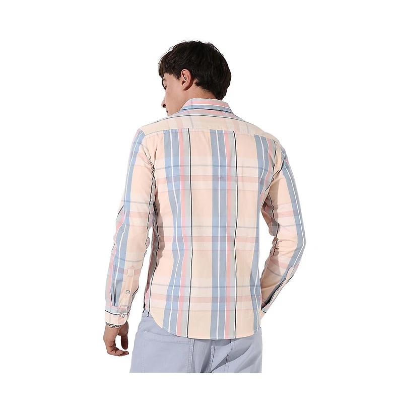 Campus Sutra Men's Cotton Plaid Button Up Shirt