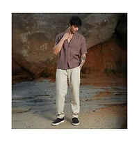 Campus Sutra Men's Brown Stone Heathered Korean Oversized Shirt
