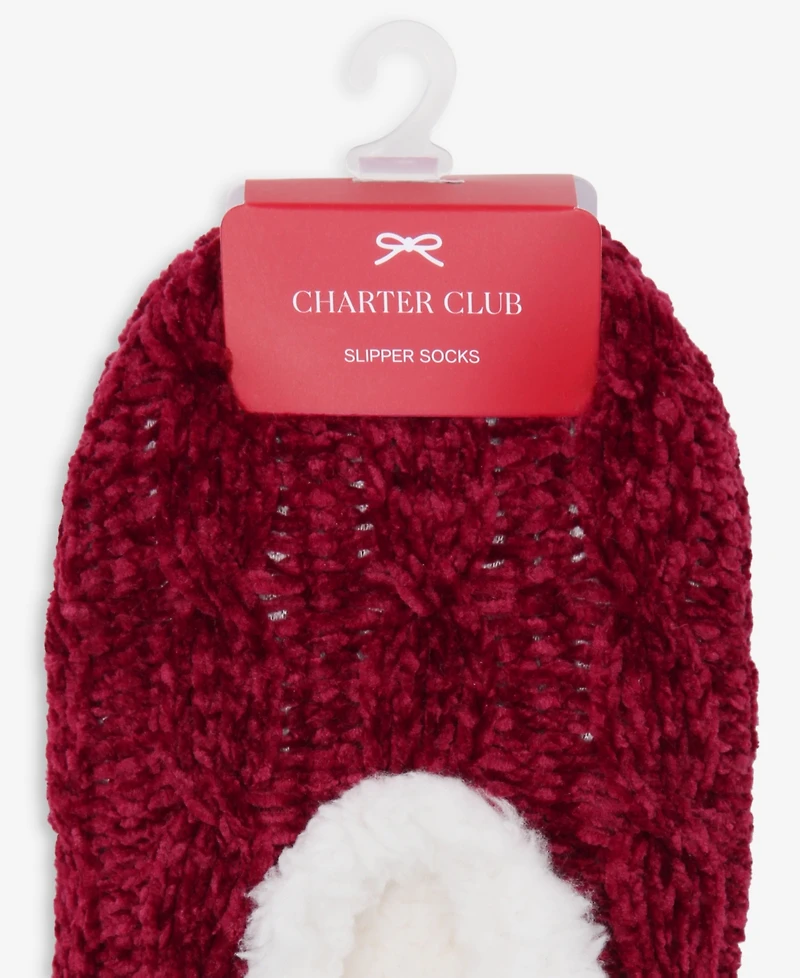 Charter Club Women's Cable Chenille Ped Slipper Socks, Created for Macy's