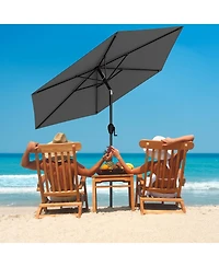 Gymax 7.5 ft Patio Umbrella Outdoor Heavy Duty Market w/ Push Button Tilt Burgundy