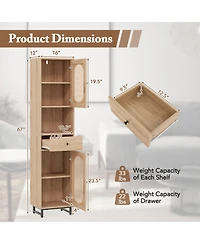 Slickblue Bathroom Cabinet Pe Rattan Floor Cabinet with 2 Doors