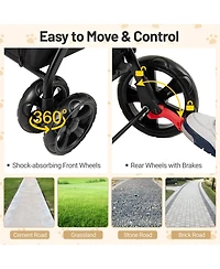 Gymax Dog Stroller for Small Medium Dogs w/ Dual Entry Ramp All-Terrain Wheels