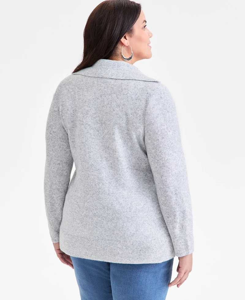Style & Co Plus Johnny Collar Luxsoft Sweater, Macy's Exclusive