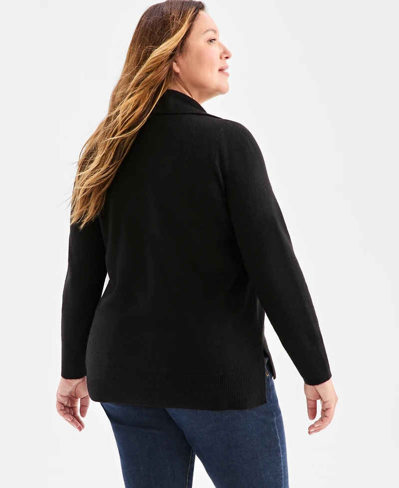 Style & Co Plus Johnny Collar Luxe Sweater, Macy's Exclusive