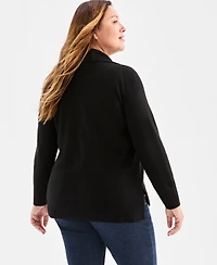Style & Co Plus Johnny Collar Luxe Sweater, Macy's Exclusive