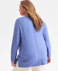 Style & Co Plus Seam-Front Lux Tunic Sweater, Macy's Exclusive
