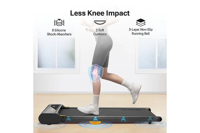 Urevo Ultra-Thin Walking Pad: Under Desk Treadmill for Home Office. Quiet Portable Treadmill with Remote, Fits Under Sofa, App Connectivity for Work &