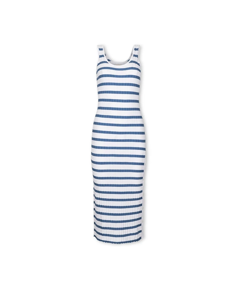 Hope & Henry Women's Sleeveless Rib Knit Sweater Maxi Dress with Button Slit