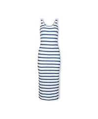 Hope & Henry Women's Sleeveless Rib Knit Sweater Maxi Dress with Button Slit