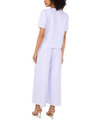 Sam Jess Womens Striped Bow Front V Neck Puff Sleeve Top Pull On Wide Leg Pants