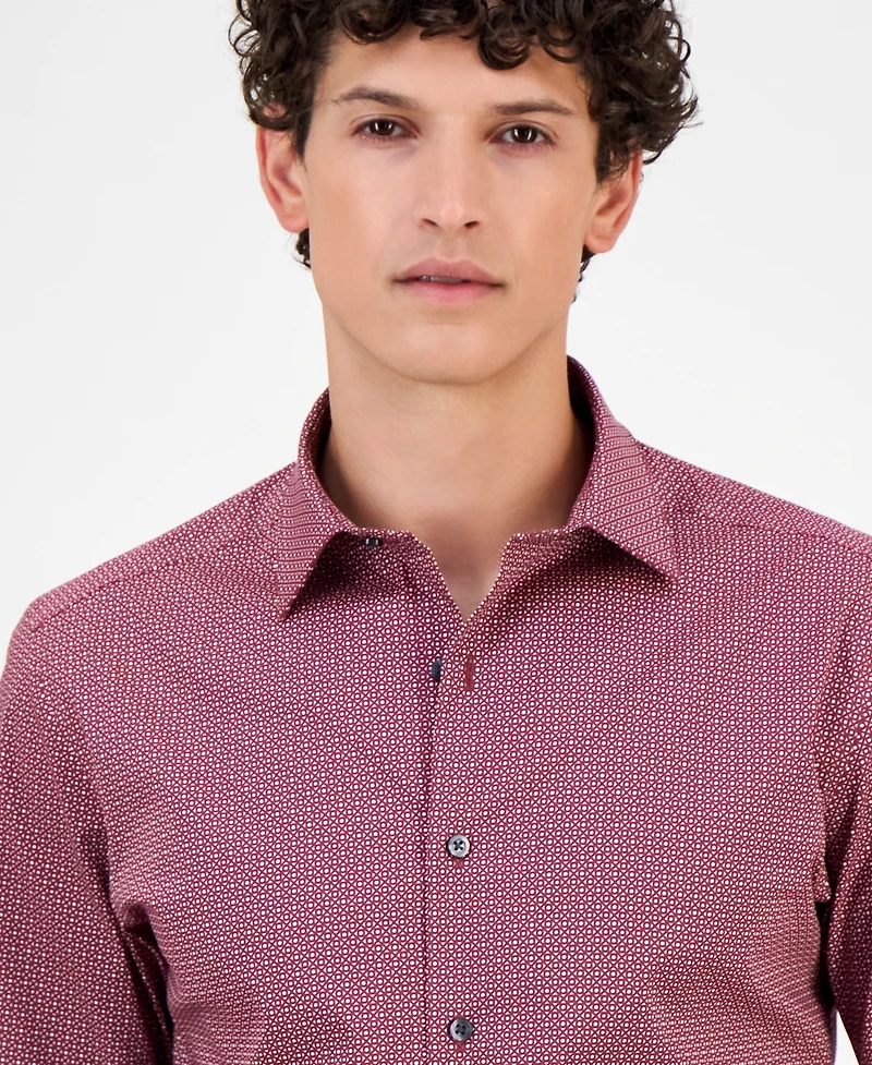 Alfani Men's Slim-Fit Spots Macro Diamond Print Dress Shirt, Macy's Exclusive