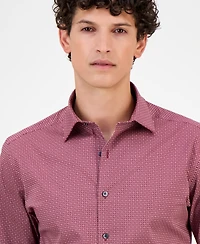 Alfani Men's Slim-Fit Spots Macro Diamond Print Dress Shirt, Macy's Exclusive