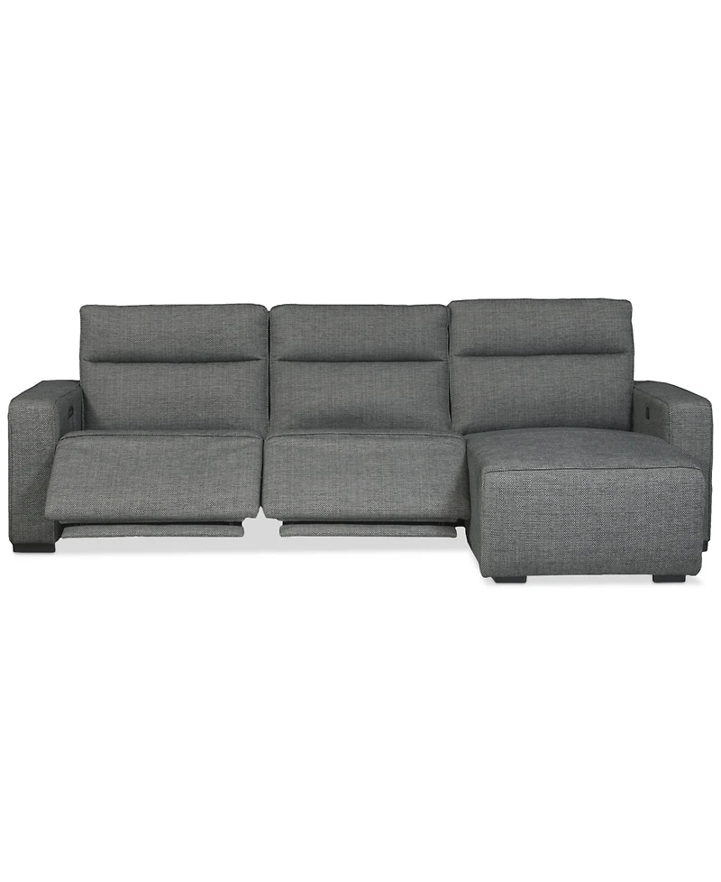 Miren -Pc. Fabric Chaise Sectional with 2 Power Headrest Recliners