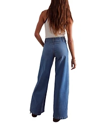 Free People Women's Libre Front-Seam Wide-Leg Jeans