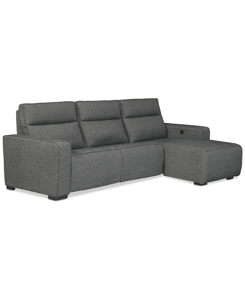 Miren 3-Pc. Fabric Chaise Sectional with 1 Power Headrest Recliner, Exclusively at Macy's