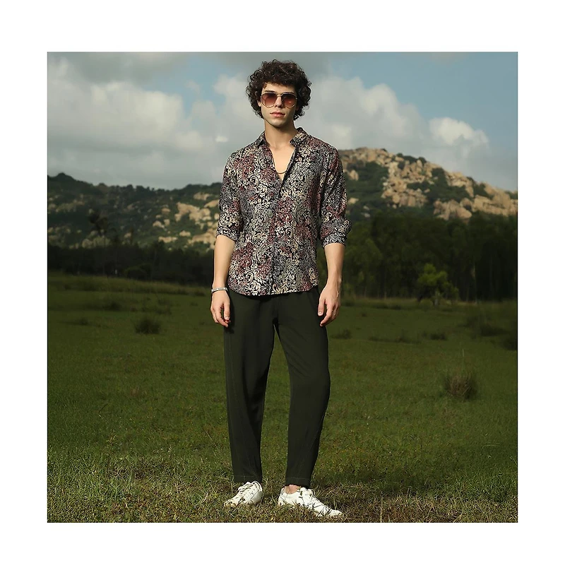 Campus Sutra Men's Multicolour Regal Foliage Shirt