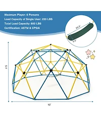 Gymax 10 Ft Climbing Dome with Swing Outdoor Kids Play Jungle Gym