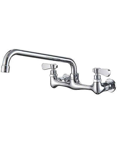 Greenspring 2-Handle Wall Mount Kitchen Faucet With 12 Inch Swivel Spout 8" Center In Polished Chrome