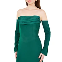 Amri Women's Off-The-Shoulder Pleat Drape Gown