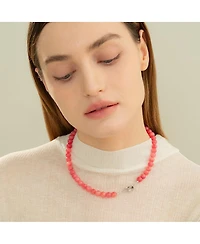 Bearfruit Jewelry Sterling Silver Aeri Sunset Pink Quartz with Heart Clasp Necklace
