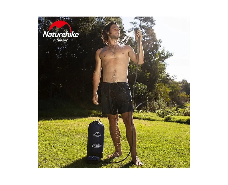 Naturehike 11 Litre Solar Heated Shower Bag, Outdoor Shower, Camping, Portable Pressure Shower with Foot Pump, Garden Shower