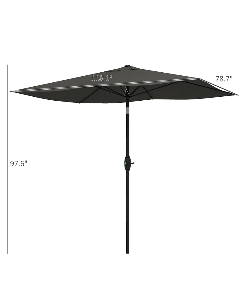 Flynama Outsunny 6.5' x 10' Rectangular Market Umbrella, Patio Outdoor Table Umbrella with Crank and Push Button Tilt