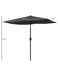 Flynama Outsunny 6.5' x 10' Rectangular Market Umbrella, Patio Outdoor Table Umbrella with Crank and Push Button Tilt
