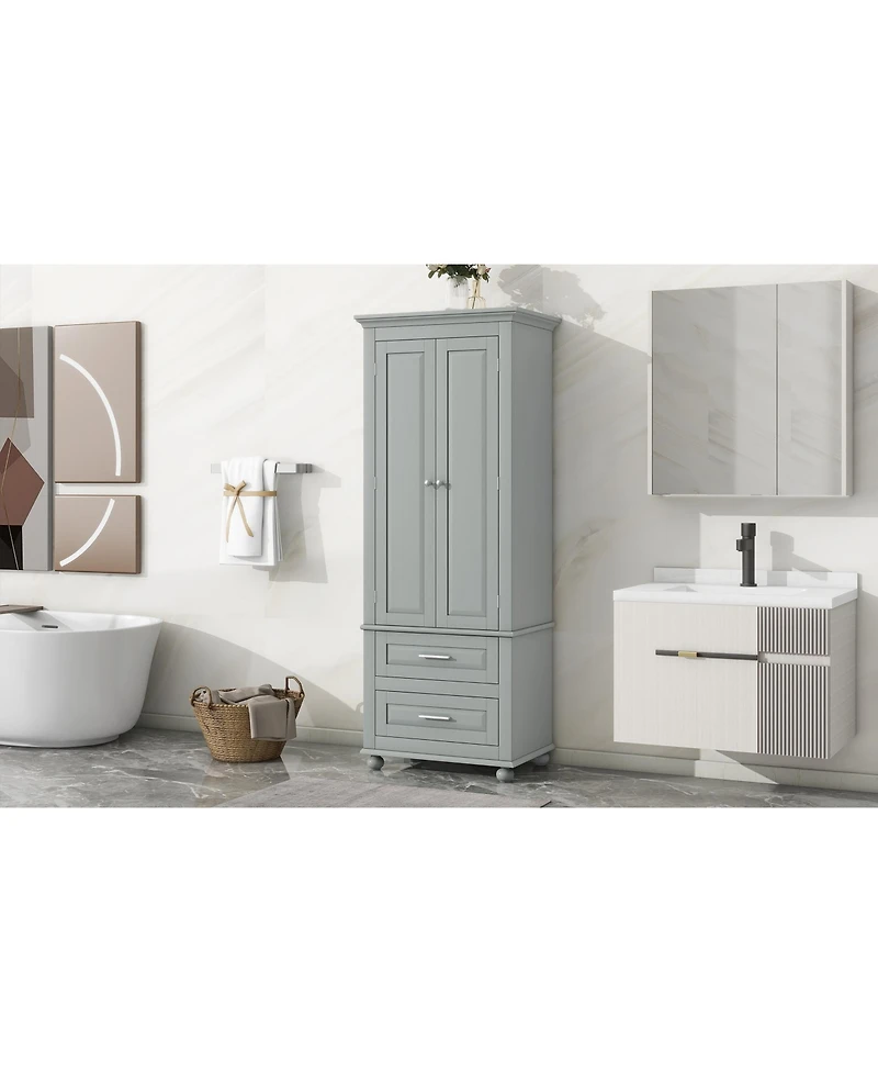 Casainc 62.5"H Tall Storage Cabinet with 2 Drawers for Bathroom or Office Use