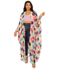Buxom Couture Women's Polka Dot Robe with Wrist Band