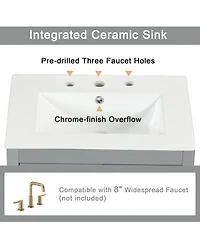 Casainc 24" Bathroom Vanity with Sink, 2 Drawers and Door, Adjustable Shelf