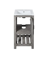 Casainc 16" Bathroom Vanity for Small Spaces, Ceramic Sink, 1 Door & Open Shelf