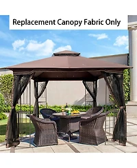 Flynama 10x10 Ft Patio Double Roof Gazebo Replacement Canopy Top Fabric,Brown