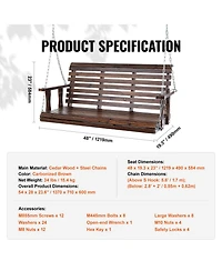 Slickblue Wooden Patio Porch Swing Bench with Hanging Chains Strong Load Capacity for Garden