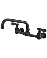 2-Handle Wall Mount Kitchen Faucet With 8 Inch Swivel Spout 8" Center In Polished Chrome